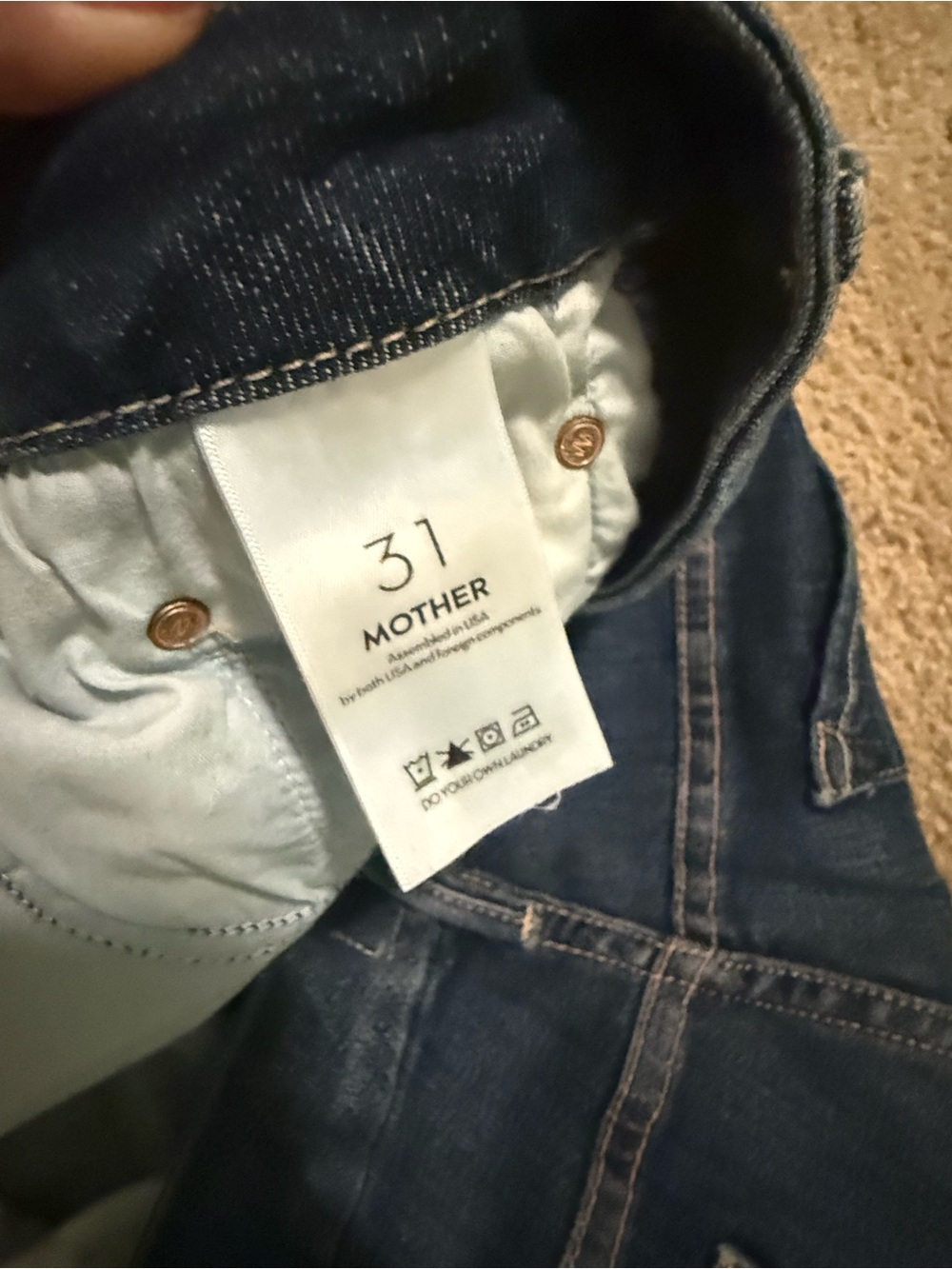 MOTHER Dark Blue Ankle Skinny Jeans with Raw Hem - Picture 3 of 5